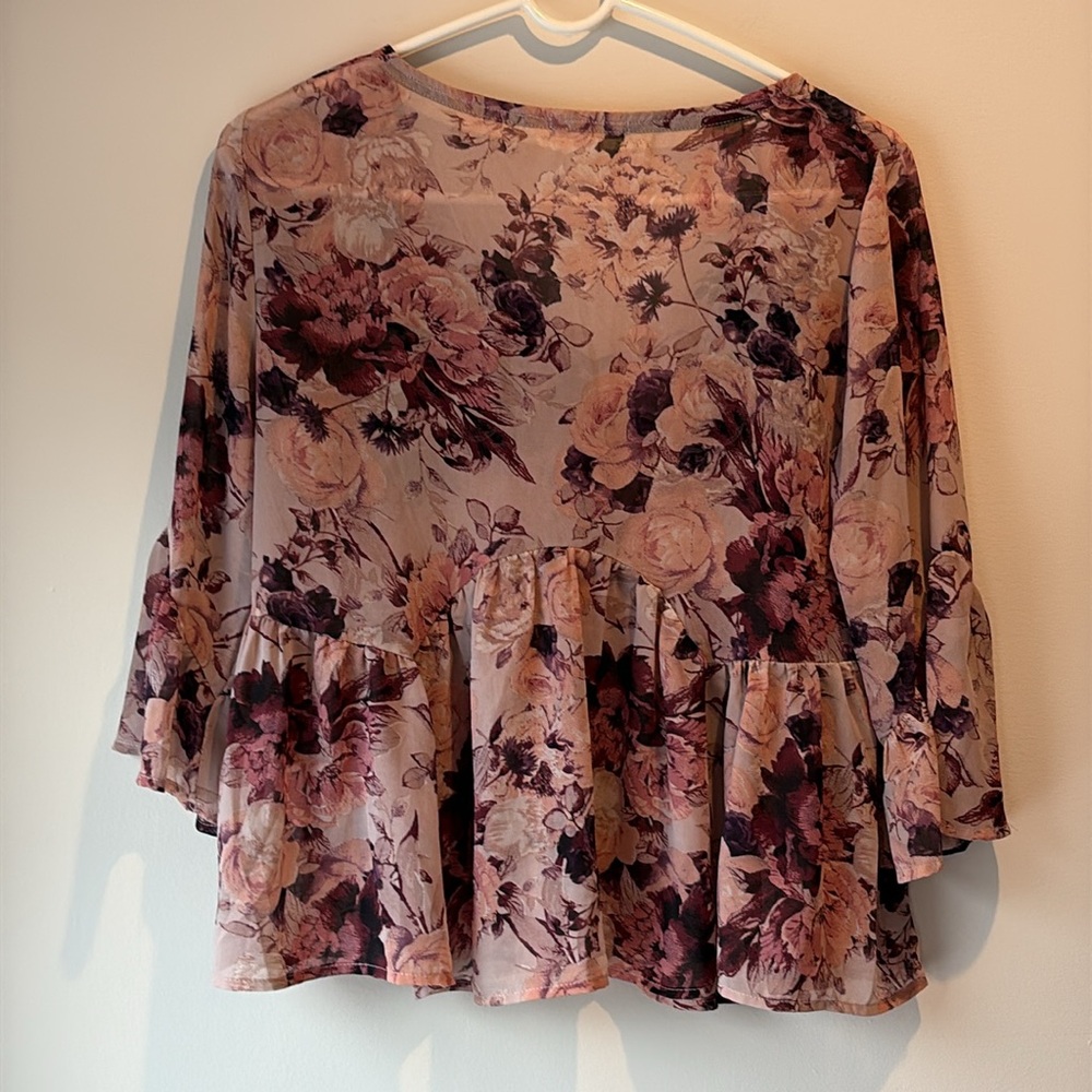 Taylor& Sage Sheer Floral Blouse - Picture 4 of 8